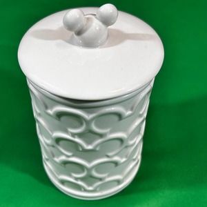 Disney Parks Mickey Ear Canister 3.75" Round 5.5" Tall Repair on Lid See Picture